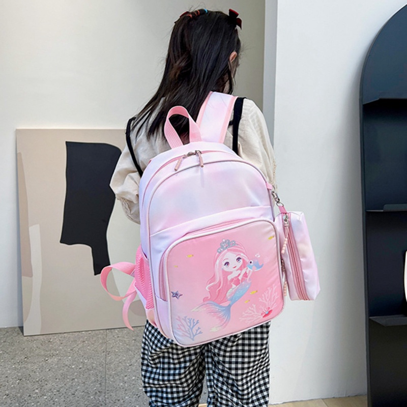 Ba Lô Vải Canvas Siêu Nhẹ Họa Tiết Gấu Hoạt Hình Dễ Thương Cho Bé