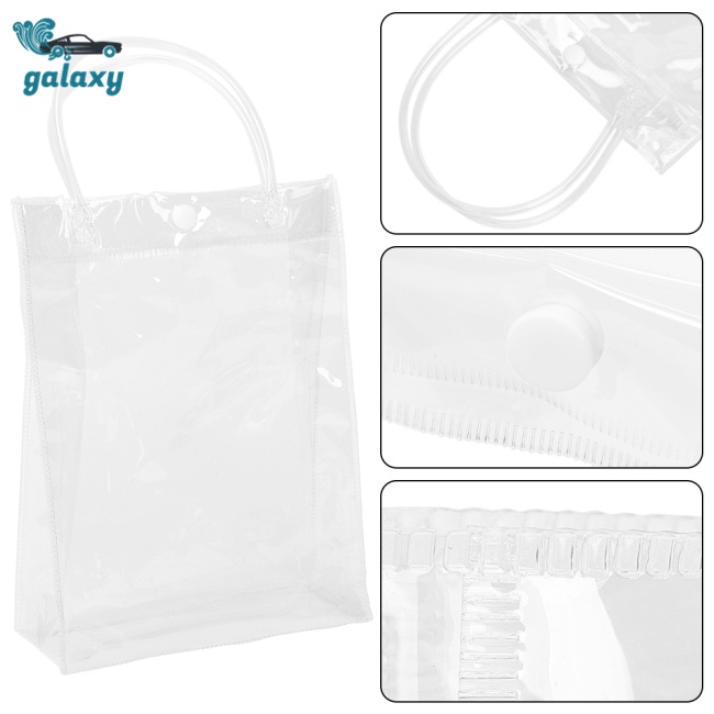 Galaxy Set 10 Túi Tote Trong Suốt Có Tay Cầm Tái Sử Dụng Kích Thước 23x17x7cm