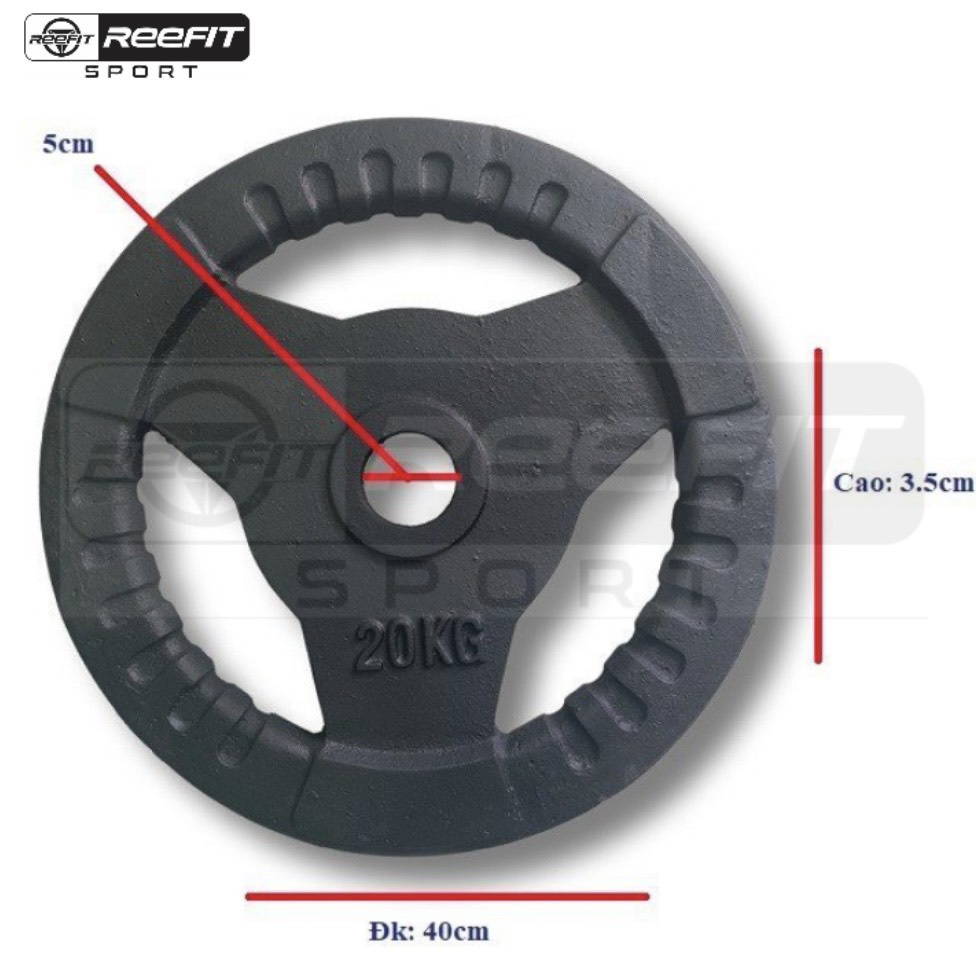 Tạ miếng gang màu đen 20kg phi 50