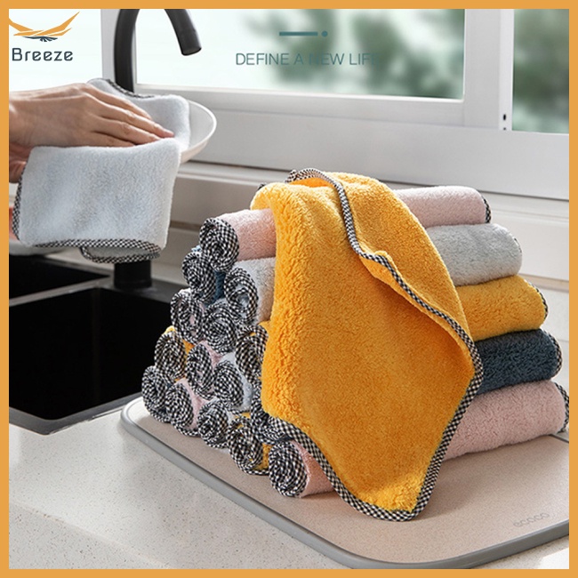 Khăn Lau Chén Dĩa Chất Liệu Microfiber Dày Dặn Thấm Hút Tốt