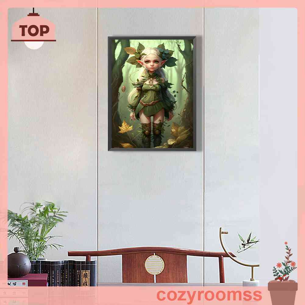 Tranh Đính Đá Kim Cương Toàn Bộ 5D DIY Hình Vẽ Cô Gái Elf Trang Trí Nhà Cửa