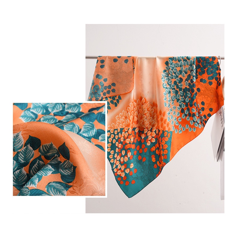 Khăn Quàng Cổ Lụa Hình Vuông 90 * 90cm In Họa Tiết Hoa Phong Cách Hàn Quốc Thời Trang Xuân Hè