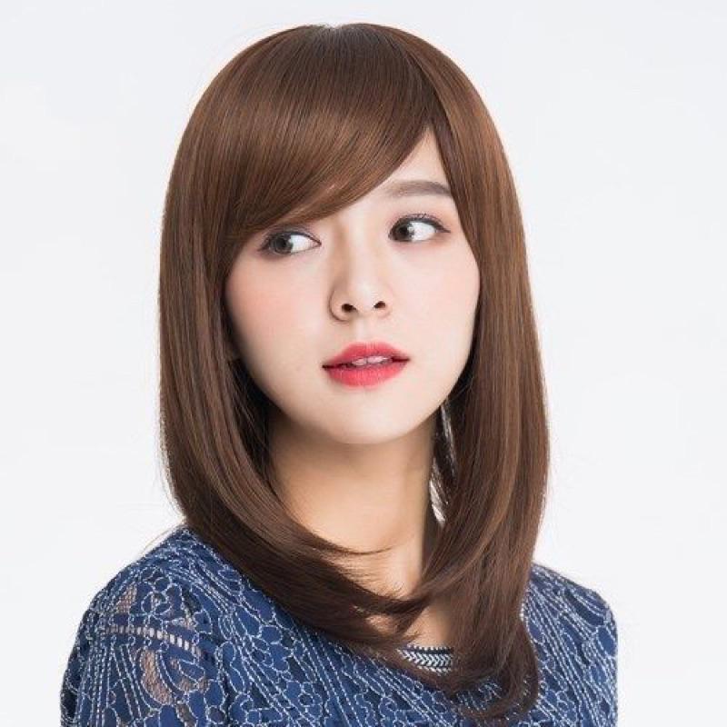 Wig - Bộ Tóc Giả Nguyên Đầu Thẳng Ngang Lưng Mái Chéo Trung Niên TN09 Hamin