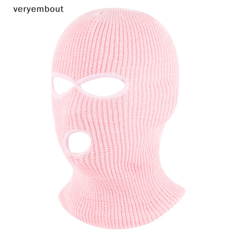 1 Mũ Balaclava 3 Lỗ Thêu Họa Tiết Giữ Ấm Mùa Đông