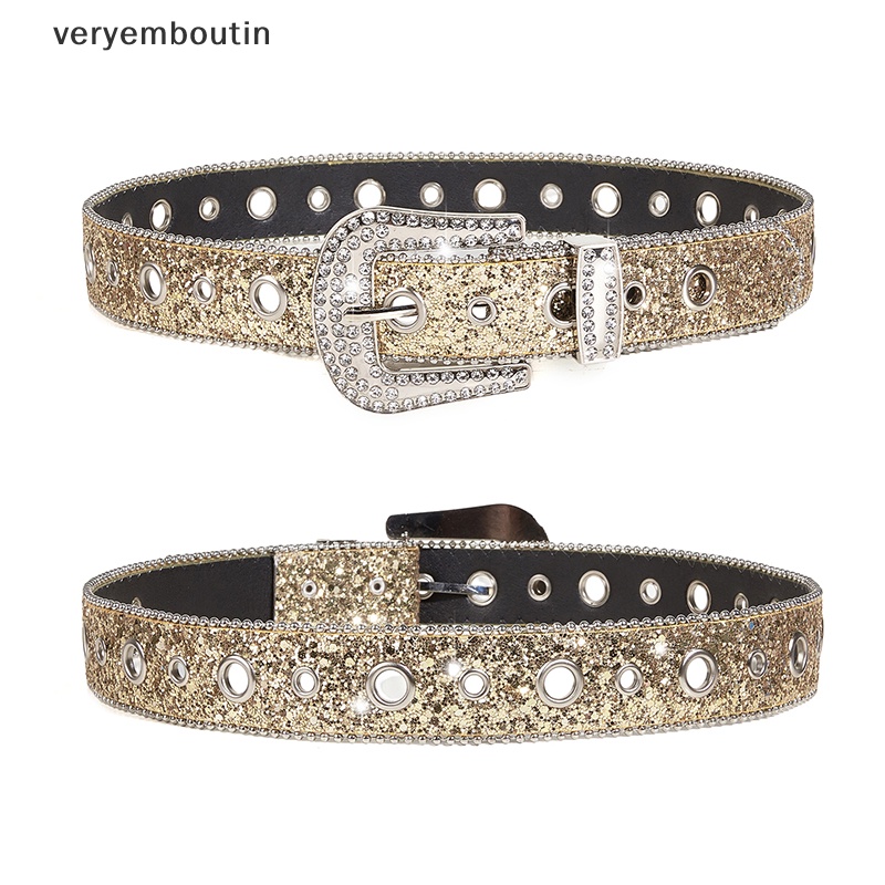 Thắt Lưng Da PU Đính Đá Lấp Lánh Phong Cách Cao Bồi Phương Tây Y2K Cho Nam Và Nữ