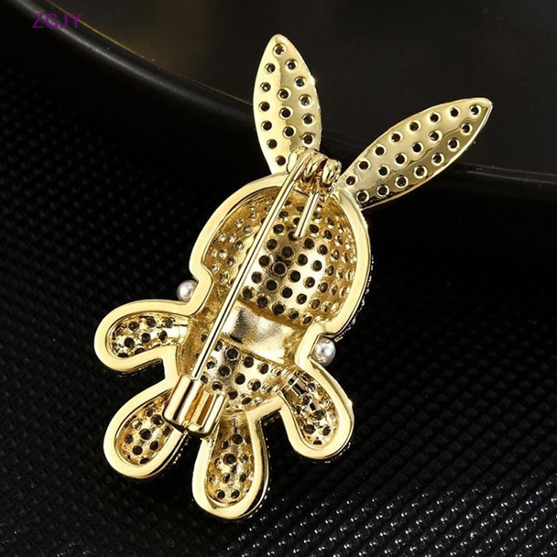 Ghim Cài Áo Hình Thỏ Đính Ngọc Trai Pha Lê Thời Trang Cho Nữ Mới