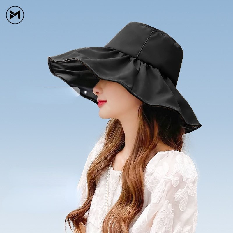 Mũ Tai Bèo Rộng Vành Chống Nắng Tia UV Keo Đen Phong Cách Hàn Quốc Thời Trang Năm 2023
