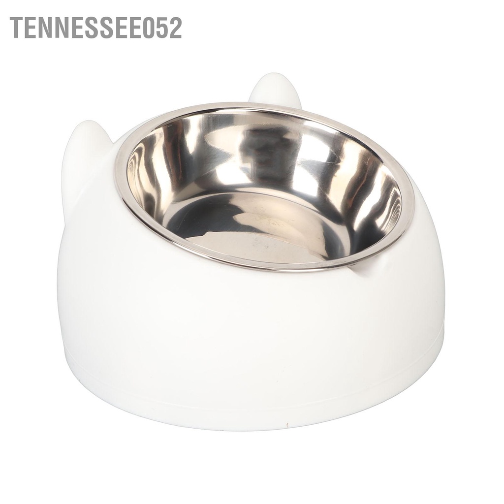 Tennessee052 Bát ăn cho mèo bằng thép không gỉ 304 Dung tích 200ml thú cưng có độ nghiêng cao chó Trắng