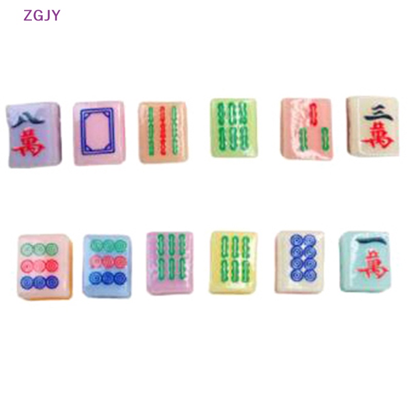 Bộ 5 Mô Hình Mạt Chược Bằng Nhựa Resin Màu Dạ Quang Thu Nhỏ Dùng Trang Trí Thủ Công DIY Mới