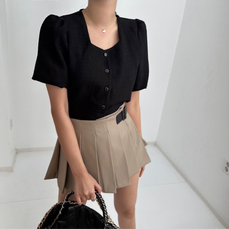 SUXI Áo Sơ Mi Tay Ngắn Cổ Vuông Quyến Rũ Thời Trang Hè Cho Nữ