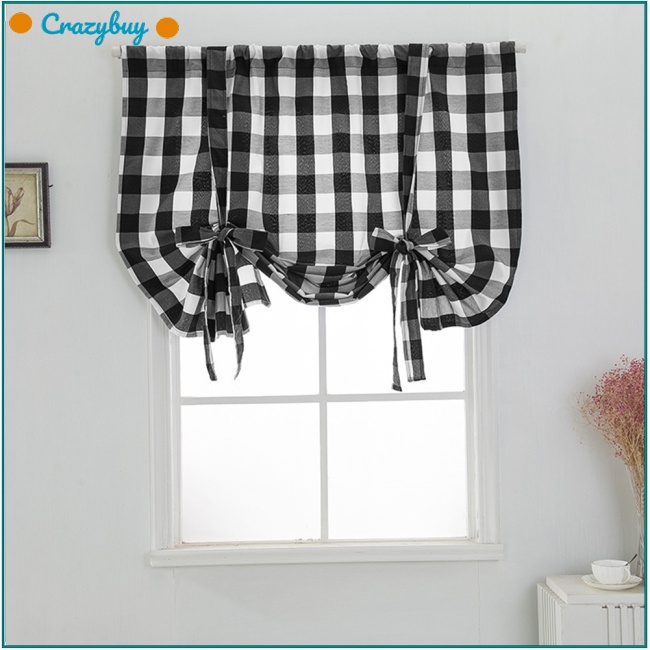 Cr 1 Rèm Cửa Vải Lanh Cotton Họa Tiết Kẻ Sọc Phong Cách Roman Có Thể Điều Chỉnh Tiện Dụng