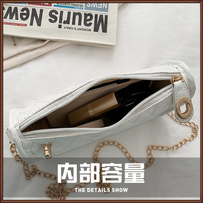 Túi Đeo Chéo Mini Bằng Da Pu Đính Ngọc Trai Nhân Tạo Phối Dây Đeo Sợi Xích Thời Trang Dành Cho Nữ