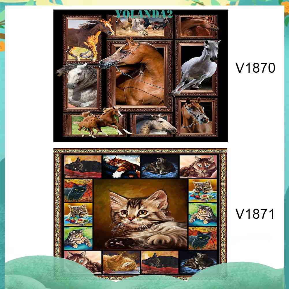 Tranh Đính Đá Kim Cương Toàn Bộ 5D DIY Hình Vẽ Ngựa / Mèo