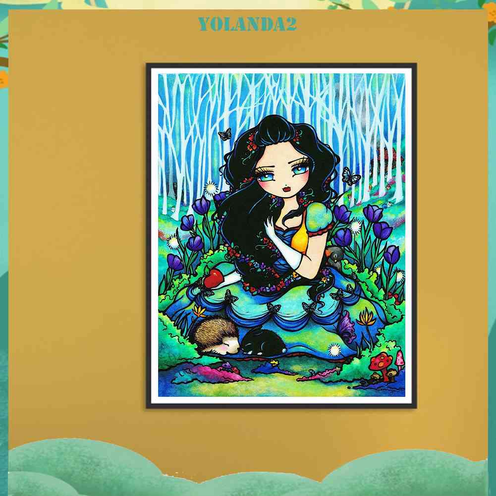 Tranh Đính Đá Kim Cương Toàn Bộ 5D DIY Hình Vẽ Cô Gái Và Hoa Trang Trí Nhà