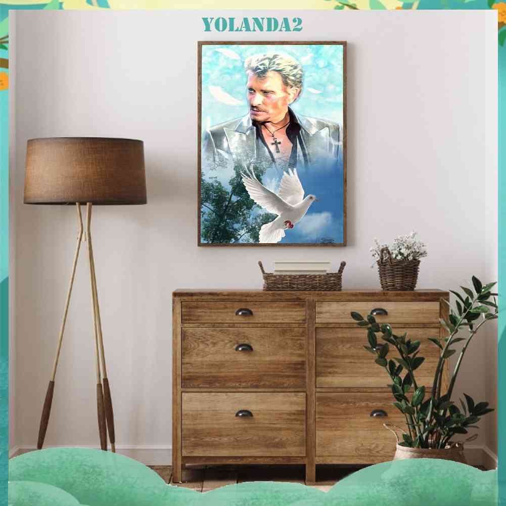 Tranh Đính Đá Kim Cương Toàn Bộ 5D DIY Hình Johnny Halliday