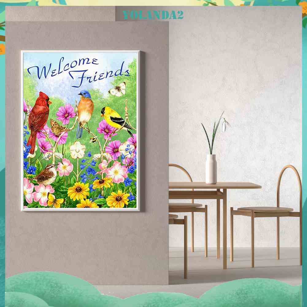 Bộ Tranh Đính Đá 5D Họa Tiết Hoa Và Chim Độc Đáo DIY Dùng Trang Trí Nhà Cửa