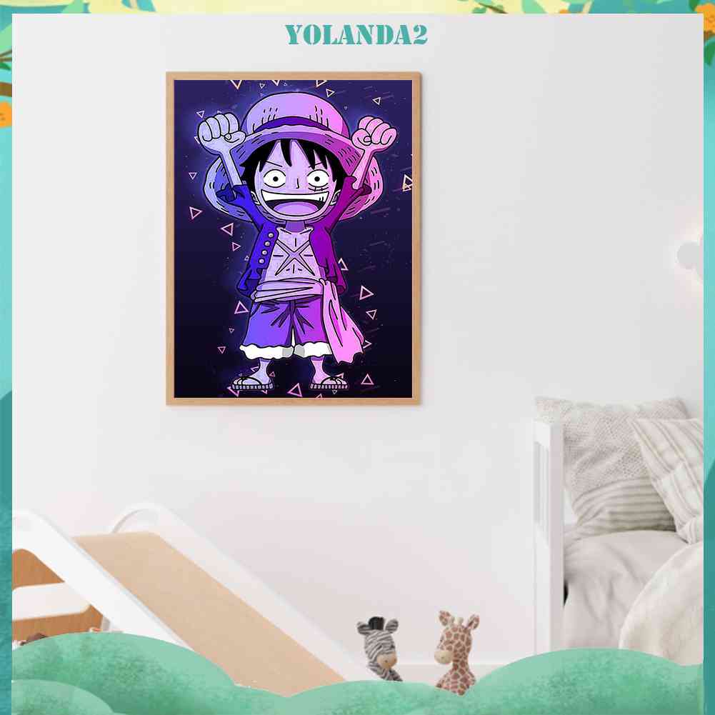 Tranh Đính Đá Kim Cương Toàn Bộ 5D DIY Hình Vẽ Khỉ Luffy Thủ Công Trang Trí Nhà