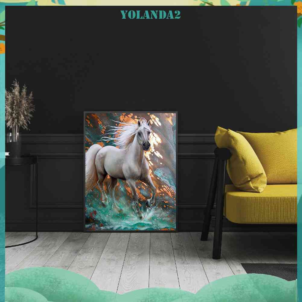 Bộ Tranh Đính Đá 5D Toàn Diện Họa Tiết Ngựa Trắng Độc Đáo DIY Dùng Trang Trí Nhà Cửa