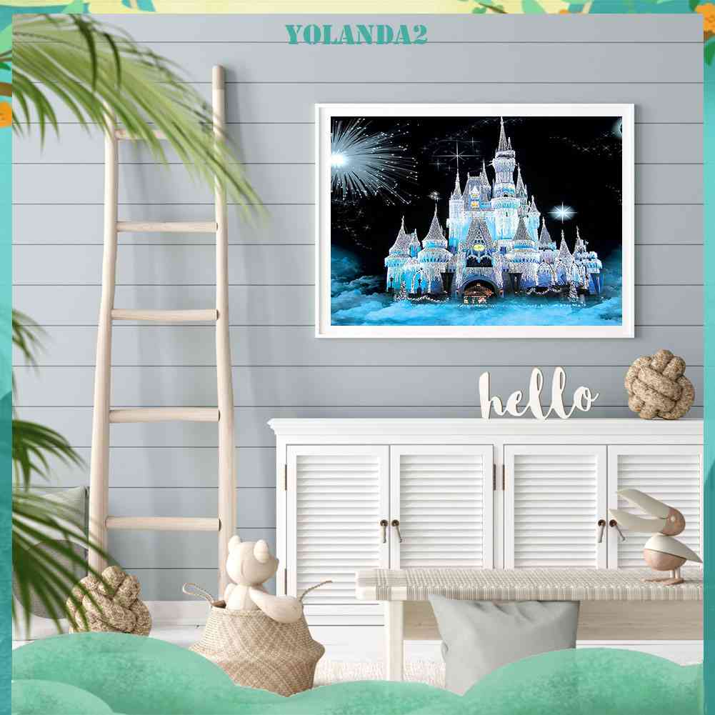 Tranh Đính Đá Kim Cương Toàn Bộ Hình Lâu Đài Tuyết DIY