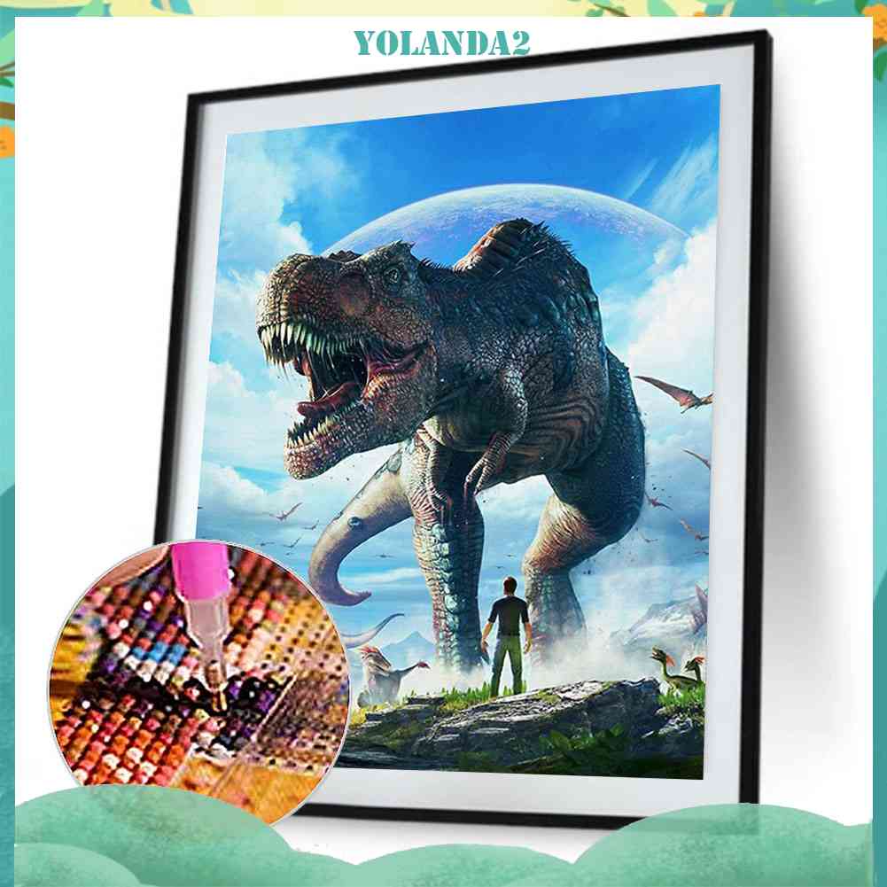 Tranh Đính Đá Kim Cương Toàn Bộ 5D DIY Hình Vẽ Khủng Long Lớn