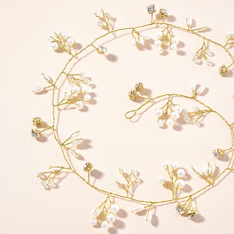 Dây Cài Tóc Đính Ngọc Trai Nhân Tạo Màu Vàng / Bạc Cho Cô Dâu