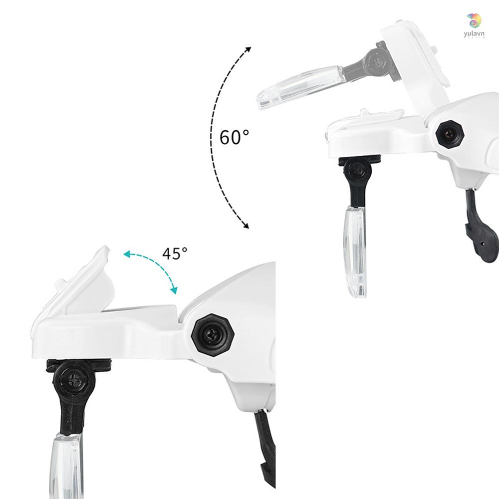Kính Lúp Đeo Đầu Phóng Đại 5 Thấu Kính 1.0X-3.5X Có Đèn LED Có Thể Tháo Rời Tiện Dụng