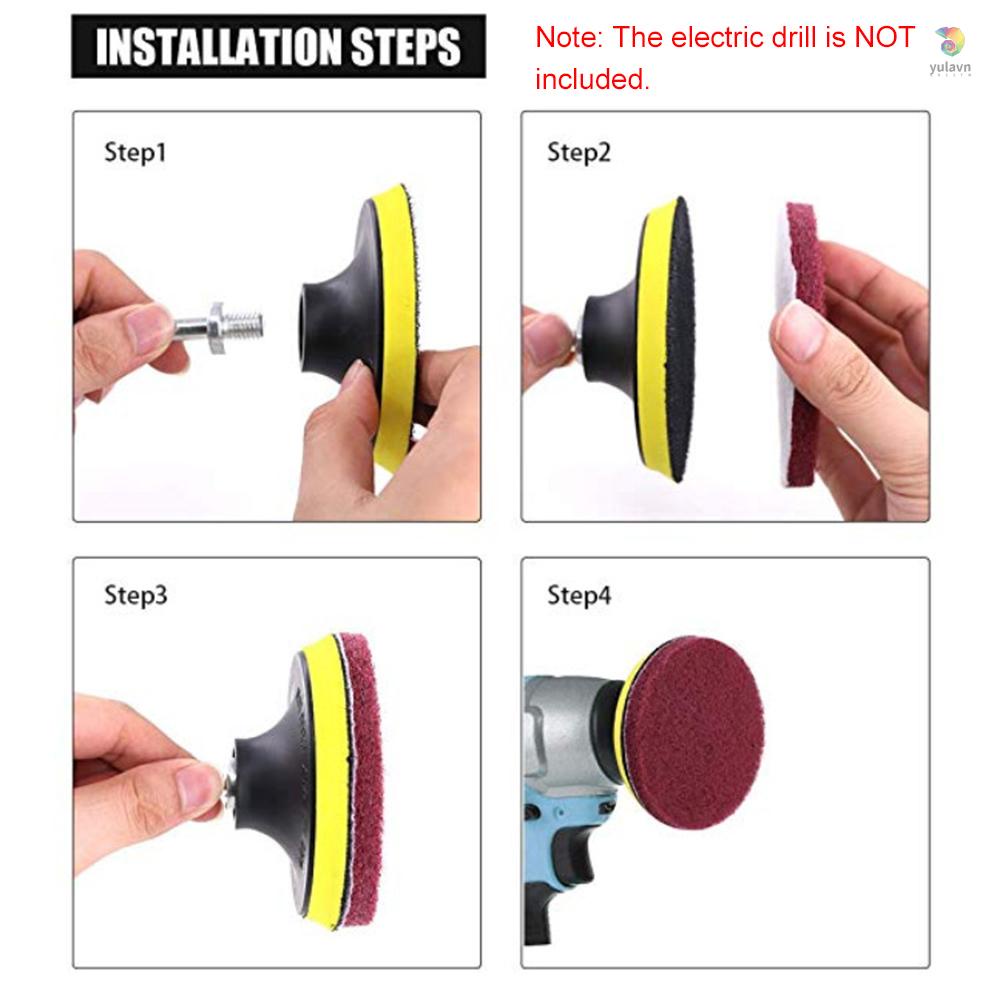 Set 11 Miếng Chà Rửa Kính Xe Hơi 4 inch Có Mũi Khoan Điện