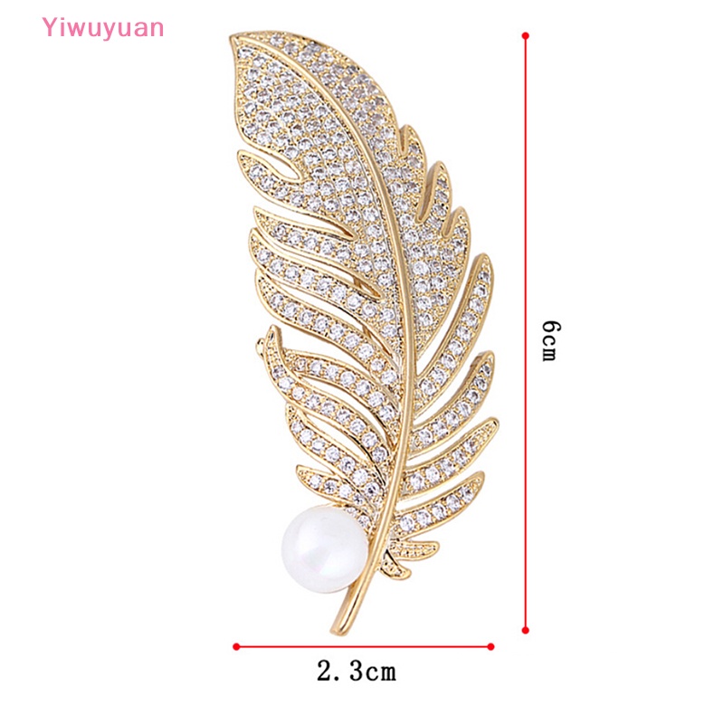 Ghim Cài Áo Hình Lông Vũ Đính Ngọc Trai Nhân Tạo Thời Trang Mới