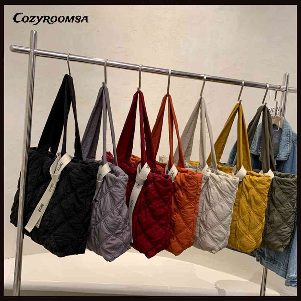 Túi Tote Đeo Vai Cỡ Lớn Chất Liệu Nylon Họa Tiết Sọc Caro Phong Cách Cổ Điển Thời Trang Cho Nữ