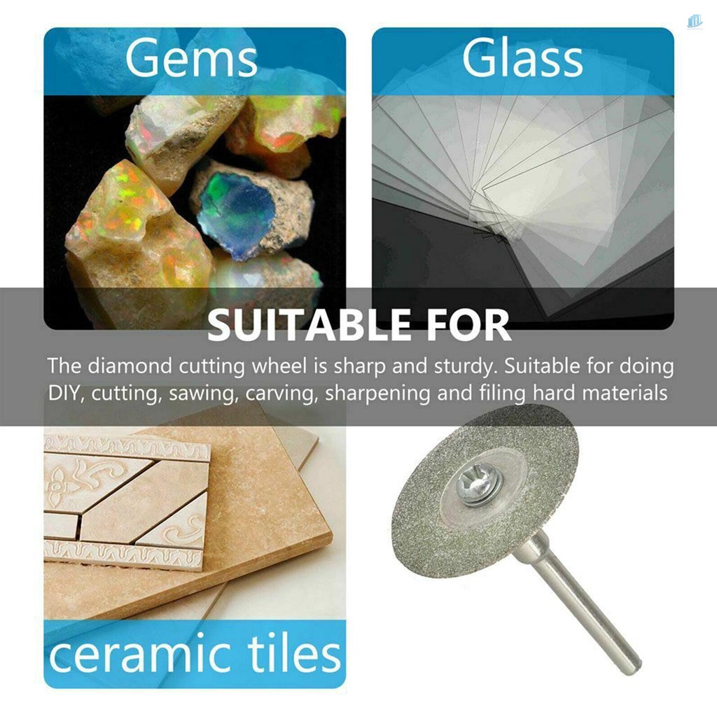 Bộ 10 Đĩa Cắt Kim Cương 20mm / 0.79in (s2mwvn) Kèm 2 Trục Nối