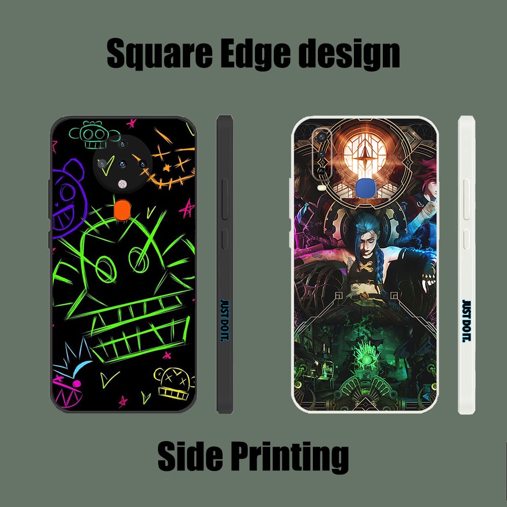 Ốp Điện Thoại Mềm Chống Sốc Cạnh Vuông Họa Tiết Liên Minh Huyền Thoại Jinx NBZ08 Cho iPhone X XS MAX XR 13 Pro 7 8 Plus