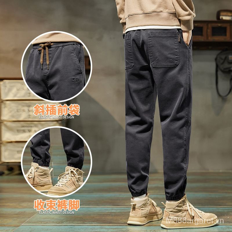 Quần Yếm Denim Phong Cách Đường Phố Mùa Xuân Thu Độc Đáo Phong Cách Harlan Đường Phố Mới Cho Nam