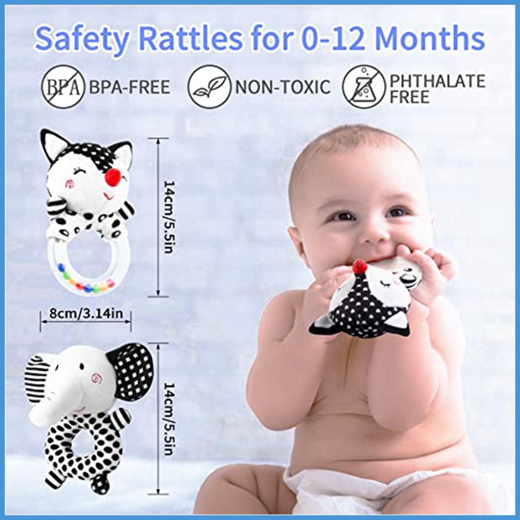 Set 2 Lục Lạc Đồ Chơi Mềm Mại Có Vòng Nhẫn Có Thể Giặt Sạch Dành Cho Trẻ Em