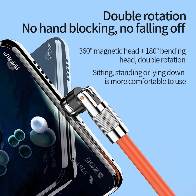 Phụ Kiện Chuyên Dụng Dành Cho 120W 6A 540 120W° Dây Cáp Sạc Nhanh Usb Type-c Bằng Silicone Có Nam Châm Chất Lượng Cao