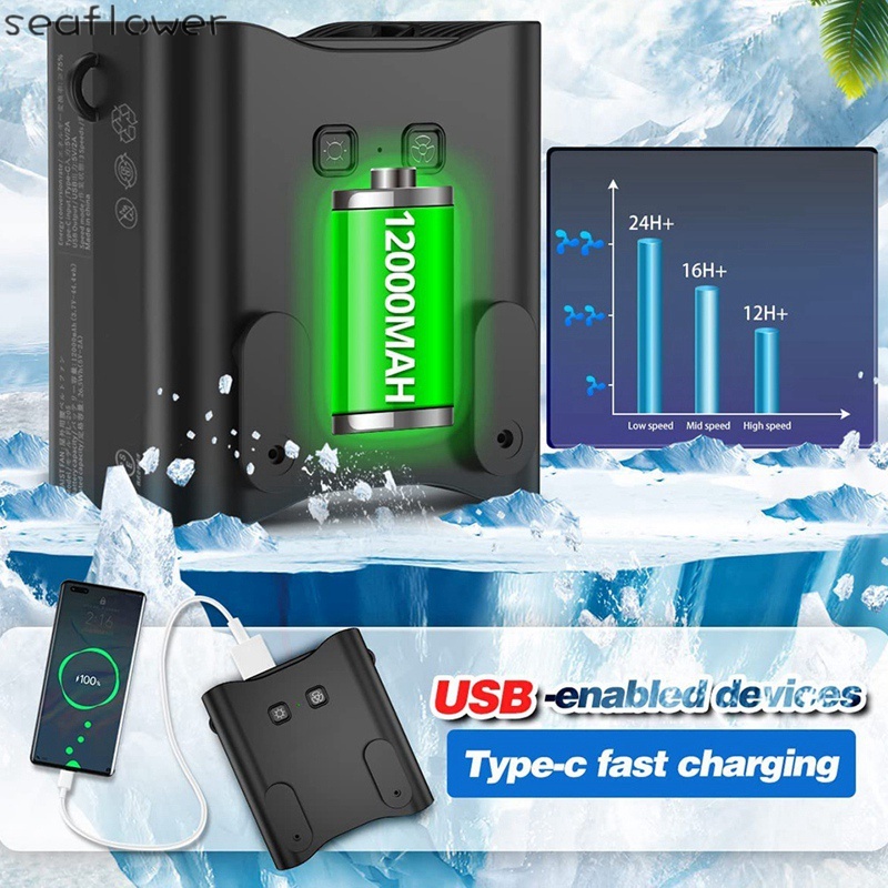 Quạt Làm Mát Cầm Tay 24H 12000MAH Dạng Kẹp Tiện Dụng