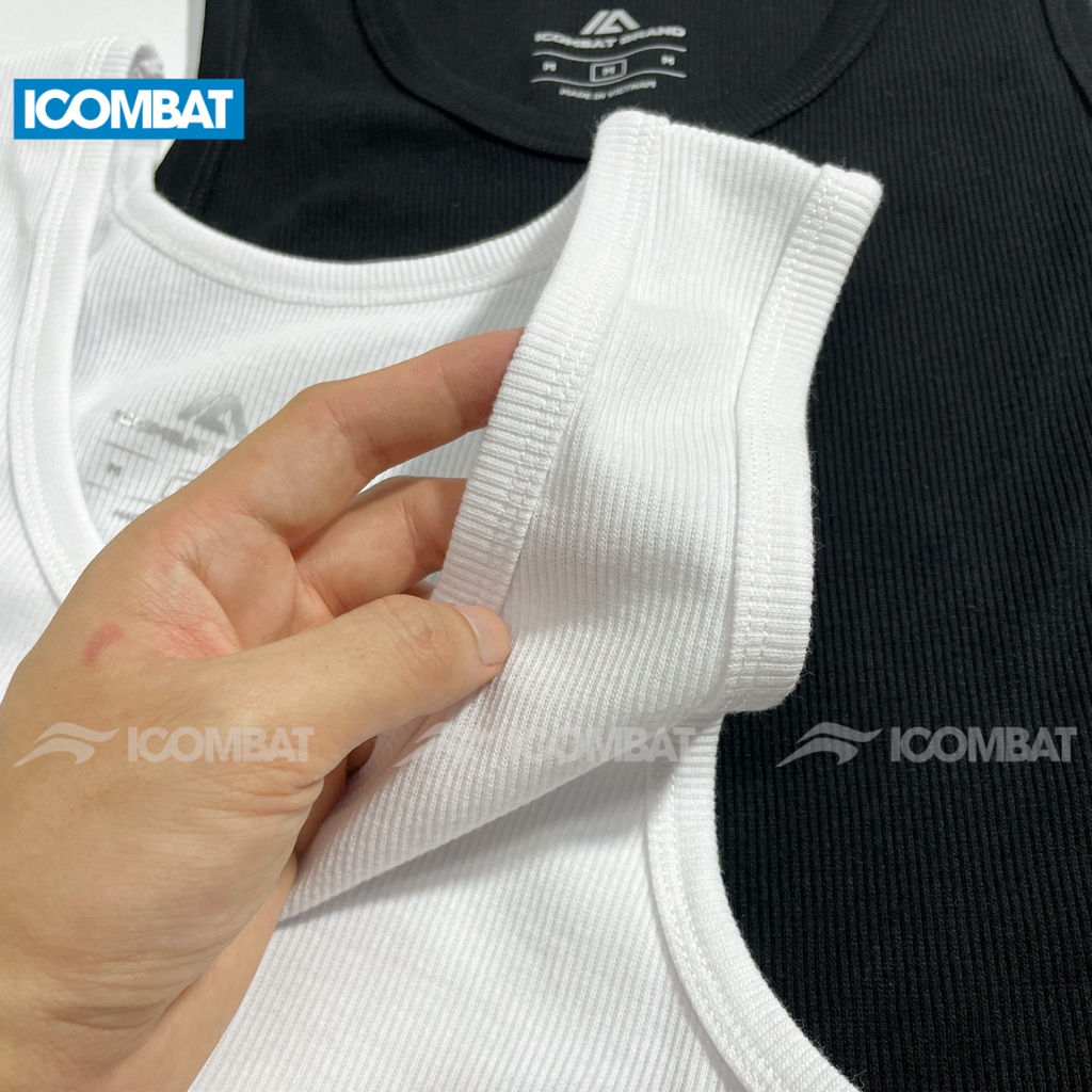 Áo ba lỗ thun gân iCombat áo sát nách gân nhỏ thể thao nam Vải Cotton Dày