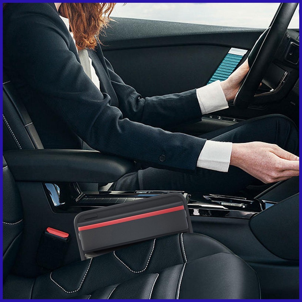 Hộp Da PU Đựng Vật Dụng Sắp Xếp Gọn Gàng Chống Rơi Có Lỗ Sạc Cho Xe Hơi