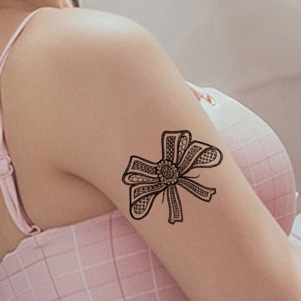 Hình Xăm Dán Tạm Thời Họa Tiết Ren Trắng Đen Sành Điệu Cho Người Lớn