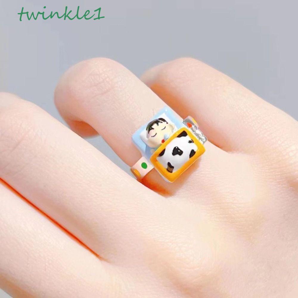 Twinkle Crayon Shin-Chan Nhẫn Hợp Kim Sáng Tạo Vui Nhộn Có Thể Nâng Cao Kèm Vỏ Bọc