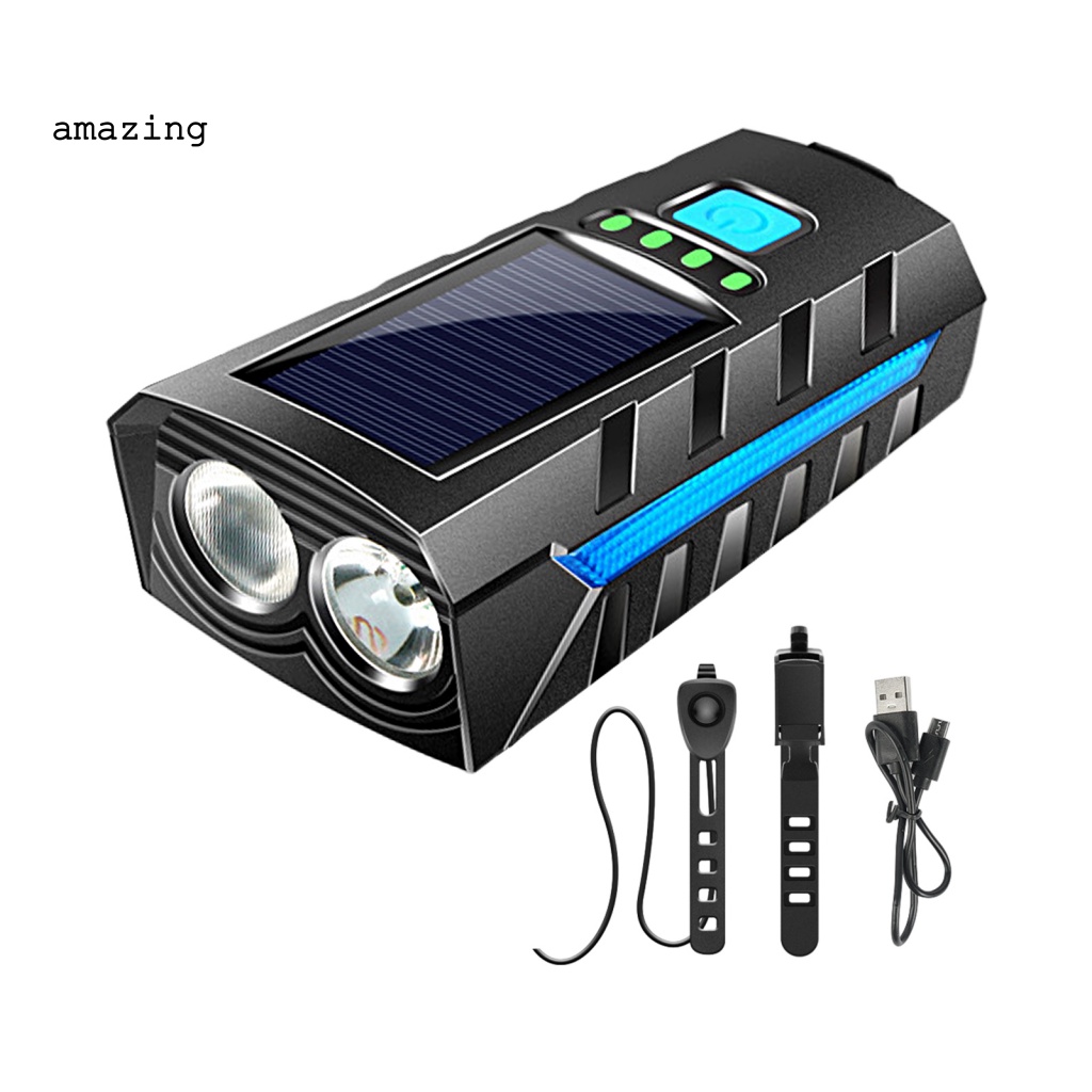 1 Bộ Đèn Pha Xe Đạp Bằng Nhựa ABS Sạc Điện Năng Lượng Mặt Trời