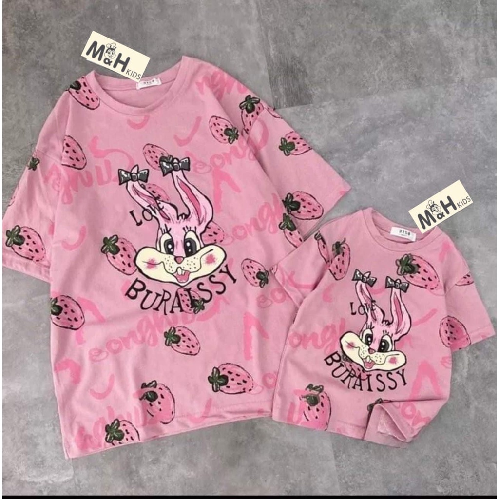 chất thun cotton in hình xinh xắn cho cả mẹ và bé, thời trang trẻ em cao cấp