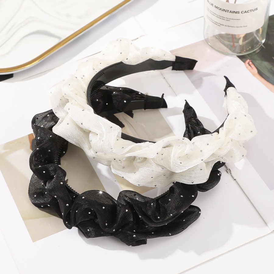 Băng Đô Cài Tóc Xếp Ly Đính Kim Cương Giả Kiểu Hàn Quốc Dễ Thương