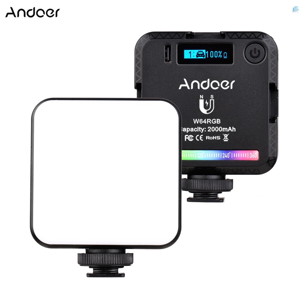 Đèn Kẹp Mini Andoer W64RGB 2500K-9000K 20 Hiệu Ứng Ánh Sáng Dành Cho Điện Thoại / Máy Tính Bảng