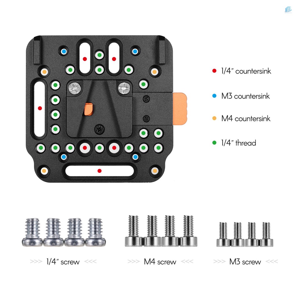 Đĩa Khóa Tháo Lắp Nhanh Hình Chữ V Bằng Hợp Kim Nhôm 1 / 4 Inch M3 M4 Vít 1 / 4 Inch Cho Pin V-Mount