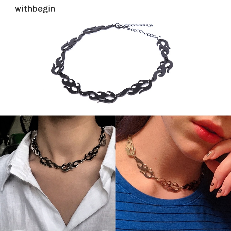 Vòng cổ Kim Loại Dạng Xích Hình Ngọn Lửa Phong Cách Punk Hip Hop Thời Trang Cho Nam Và Nữ