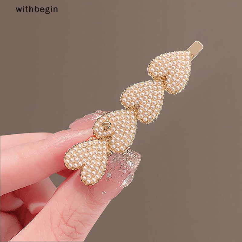 Kẹp Tóc Đính Hạt Ngọc Trai Trái Tim Phong Cách Hàn Quốc Ngọt Ngào Cho Nữ