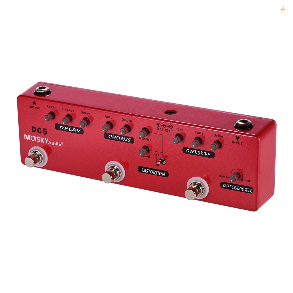 Bàn Đạp Đa Hiệu Ứng 6 Trong 1 MOSKYAudio DC5 Chorus + Overdrive + Booster + Vỏ Kim Loại