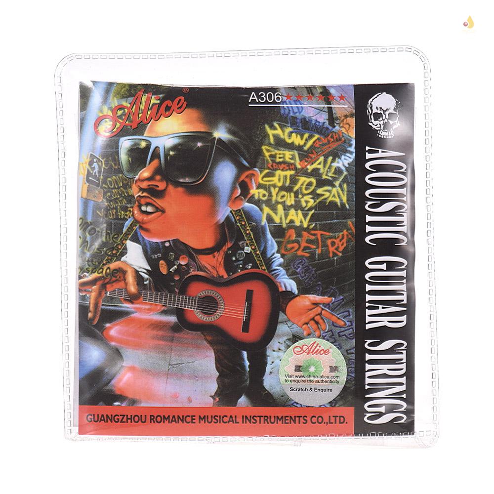 Set 6 Dây Đàn Alice A306 Lõi Bằng Thép Không Gỉ Mạ Đồng (. 010-.047)