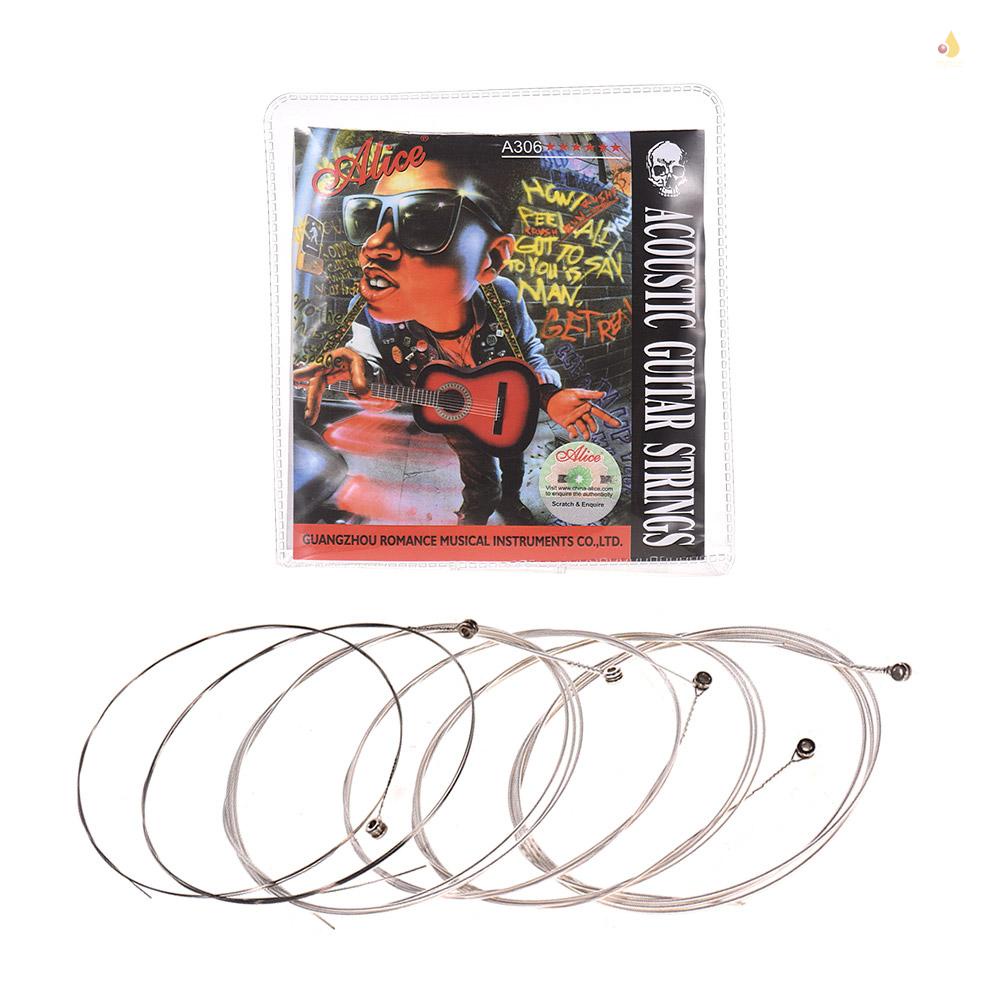 Set 6 Dây Đàn Alice A306 Lõi Bằng Thép Không Gỉ Mạ Đồng (. 010-.047)