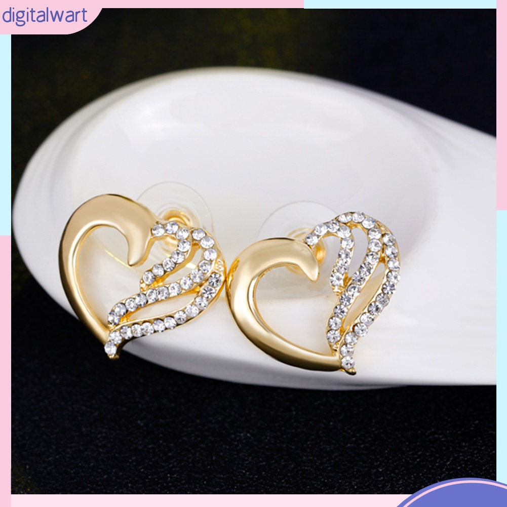 Bộ Trang Sức Mặt Trái Tim Rỗng Đính Đá Thời Trang Dành Cho Nữ